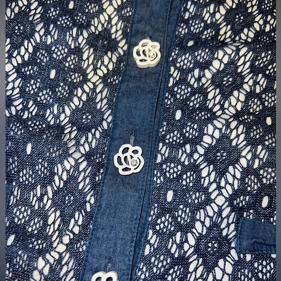 ELSY girls top 40 cardigan buttons crop cropped lace denim designer 10 12 14 LN - Picture 2 of 10